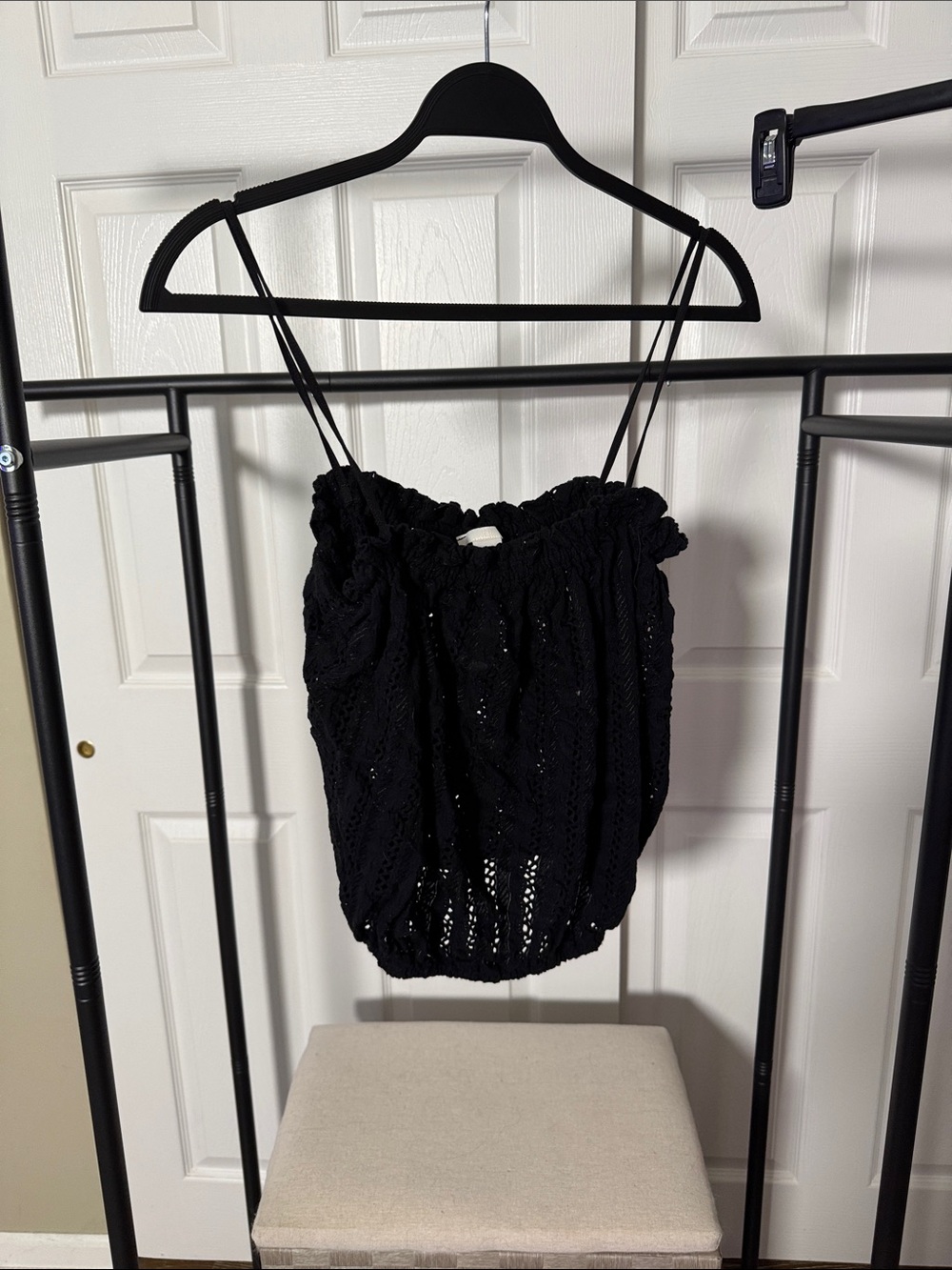 H&M Black Crochet Smocked Camisole
